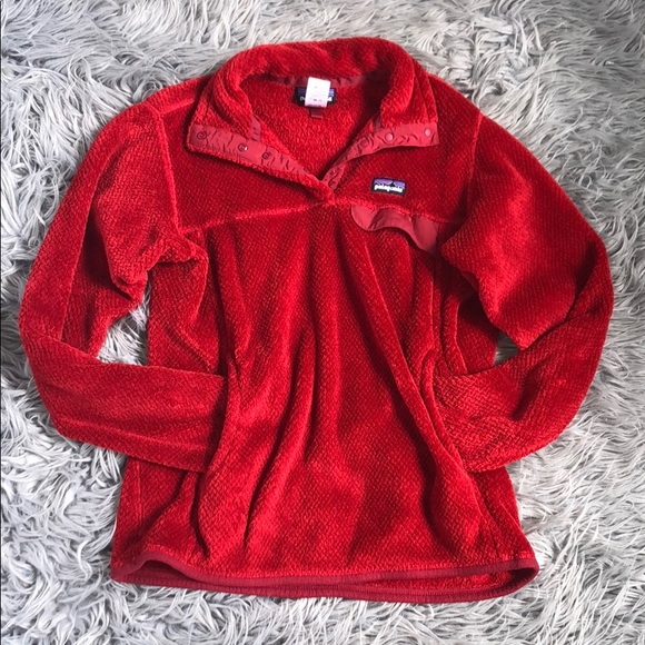 Patagonia Tops - Patagonia Red Fleece Button Down Sweatshirt
